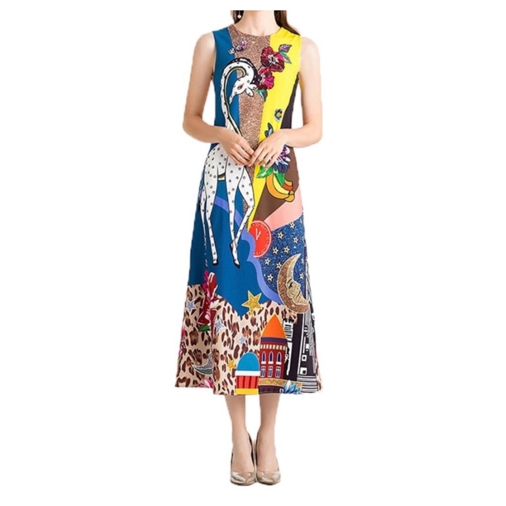 🍂 The Josseey Silk Embellished Giraffe Dress - Picture 2 of 8